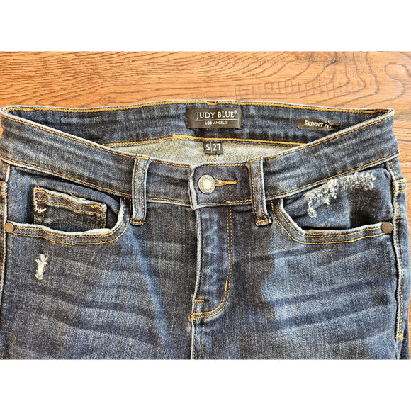 Judy Blue Jeans Womens 5 27 Skinny Fit Denim Stretch Medium Wash Distressed 30in - Picture 3 of 3